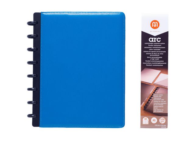 ARC Notizbuch, A5, 60 Blatt, 100 g/m², Liniert, Ledereinband, Blau