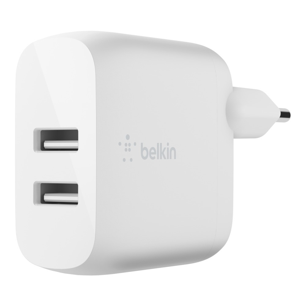  Dual USB-A Wall Charger 12W X2 WHT