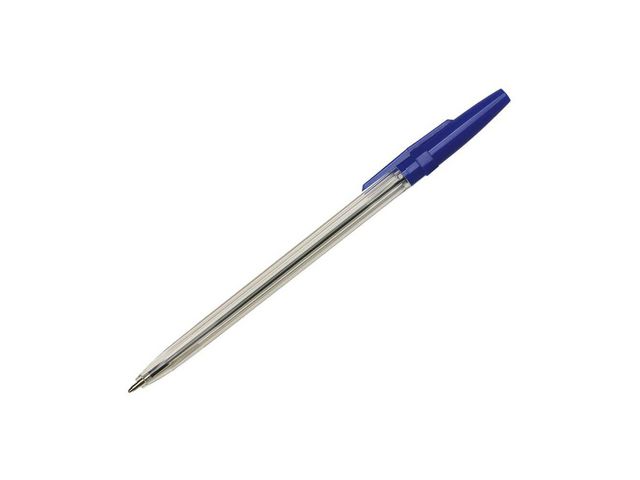 Kugelschreiber, Einweg, mit Kappe, M, Schaftfarbe: farblos, transparent, Schreibfarbe: blau