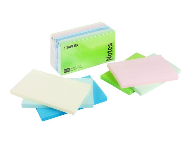 Notes Extra Sticky, Selbstklebende Notizblöcke, 76 x 127 mm, 70 g/m², Verschiedene Neon- und Pastellfarben