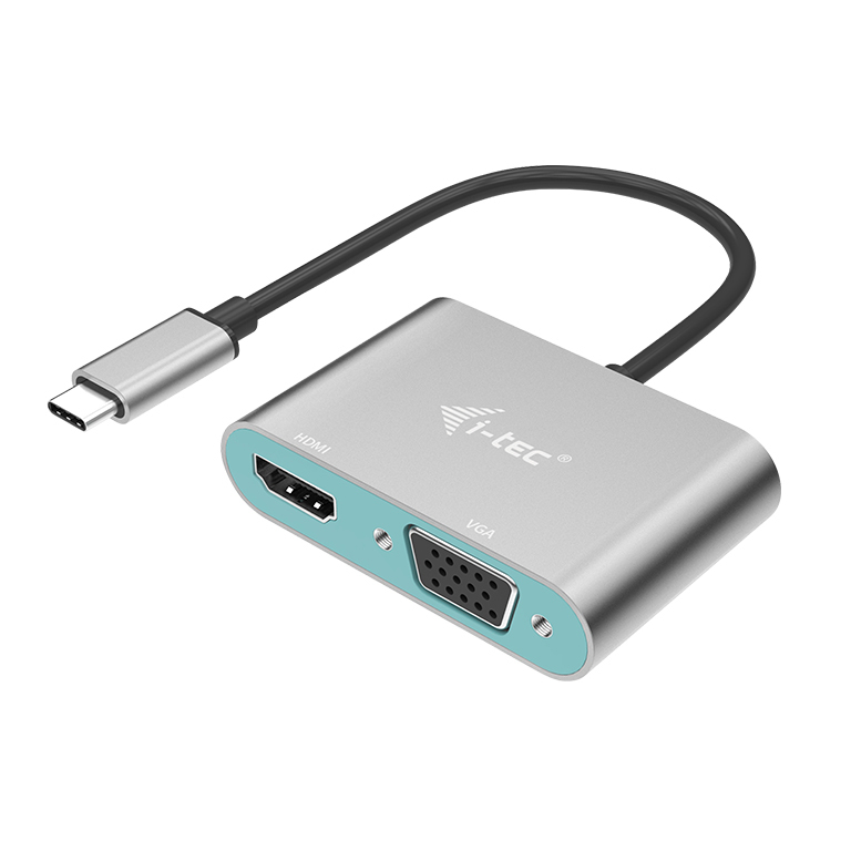  USB-C to HDMI and VGA Metal Adapter 1x HDMI 4K 30 Hz 1x VGA 1080p 60Hz compatible with Thunderbolt 3