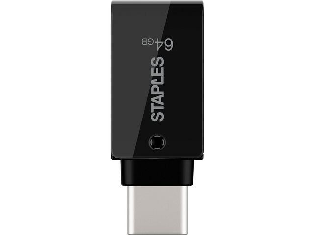 Dual-Flash-Laufwerk USB-C und 3.1, Schwenkdesign, 64 GB, Schwarz