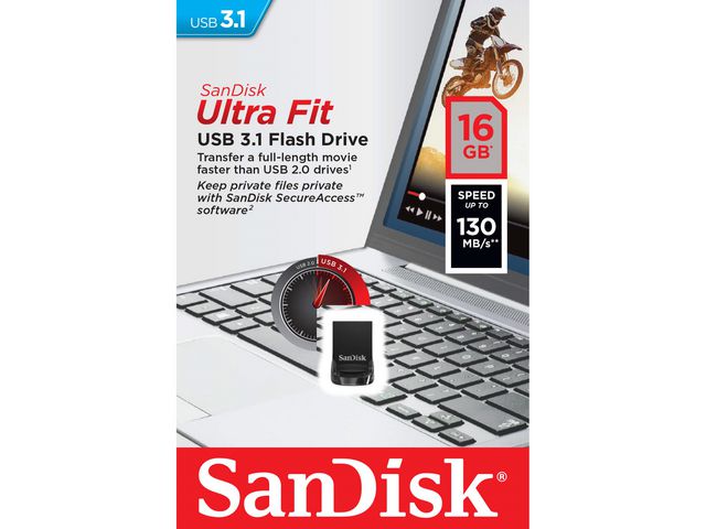 SanDisk Ultra Fit - USB-Flash-Laufwerk - 16 GB