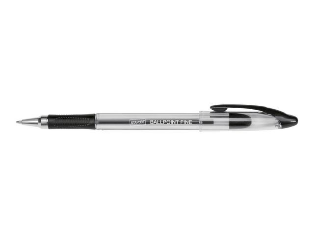 Kugelschreiber, Einweg, mit Kappe, F, Schaftfarbe: farblos, transparent, Schreibfarbe: schwarz