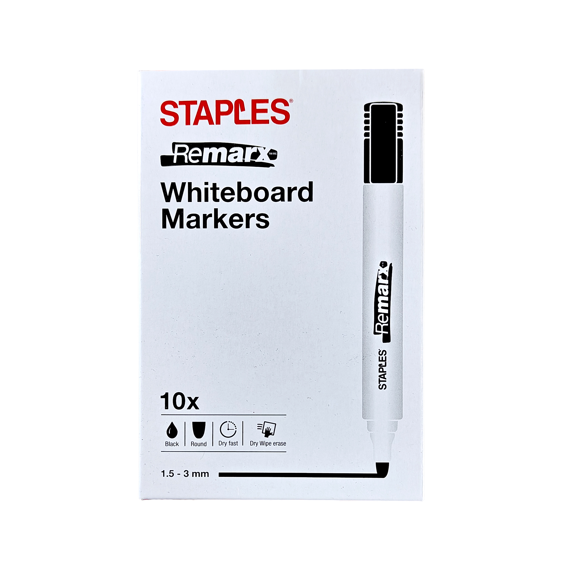 Remarx™ Whiteboard-Marker, Nicht permanente Tinte, Rundspitze, 1,5-3 mm, Schwarz
