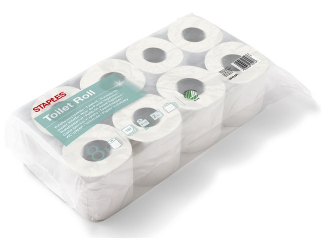 Standardrolle Toilettenpapier, 2-lagig, 180 Blatt, Geprägt, 94 mm, Weiß