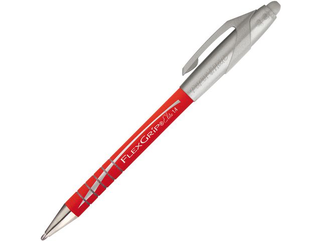 FlexGrip Elite, Druckkugelschreiber, Breite 1,4-mm-Spitze, Roter Gummischaft mit Griff, Rote Tinte