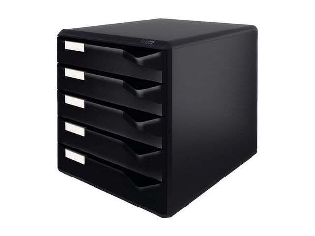 Schubladenbox, PS, mit 5 Schubladen, A4, schwarz/schwarz