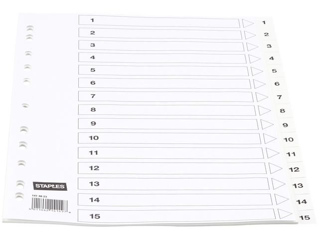 Vorbedruckte Trennblätter aus Polypropylen, 15 Blatt, A4, Weiß