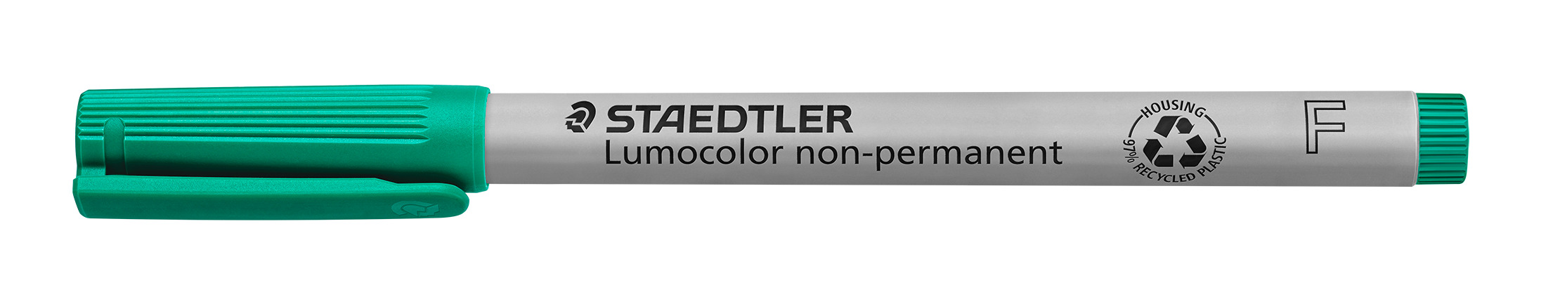 ® OH-Stift, Lumocolor® 316, F, nachfüllbar, non-permanent, Rundspitze, 0,6 mm, Schaftfarbe: grau, Schreibfarbe: grün