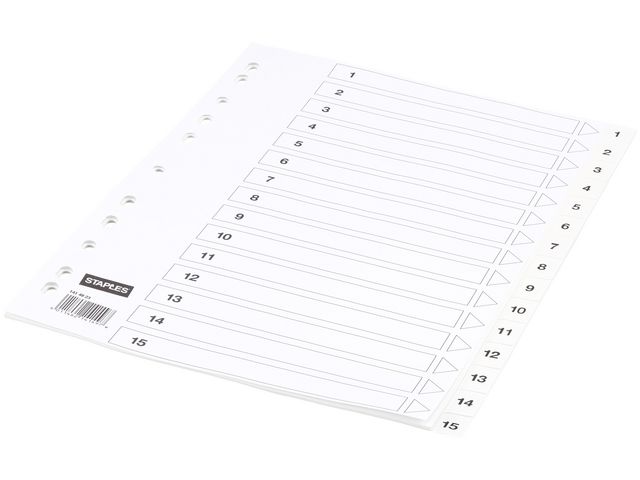 Vorbedruckte Trennblätter aus Polypropylen, 15 Blatt, A4, Weiß