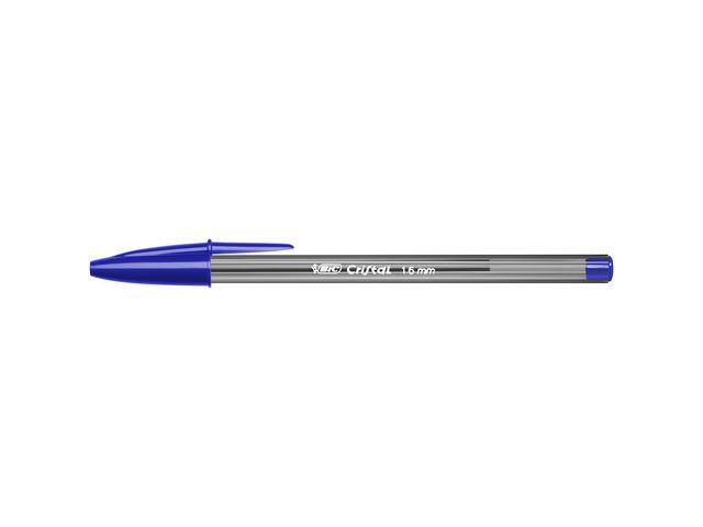 Kugelschreiber, Cristal®, 0,6 mm, Schaftfarbe: grau, transparent, Schreibfarbe: blau