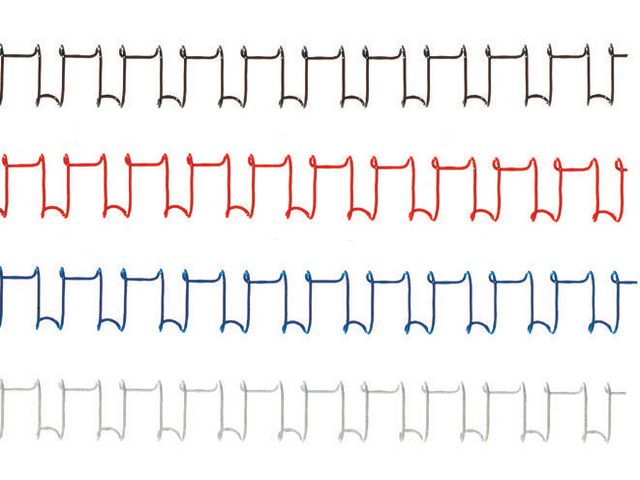Binderücken, Draht, 21 Ringe - US-Teilung, A4, ø: 10 mm, für: 65 Blatt, silber