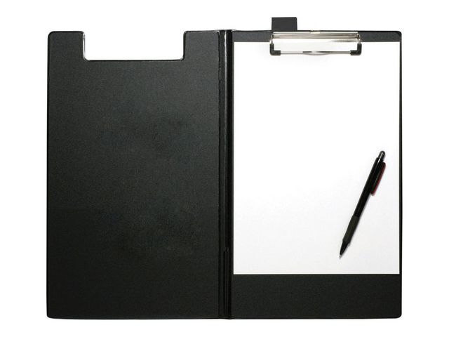 Klemmblockmappe, Klemme kurze Seite, A4, 24 x 35 cm, schwarz