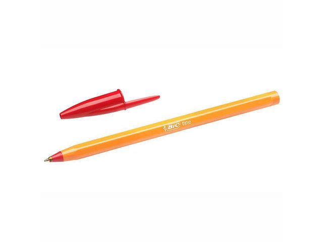 Orange, Kugelschreiber, Feine 0,8-mm-Spitze, Orangener Schaft, Rote Tinte