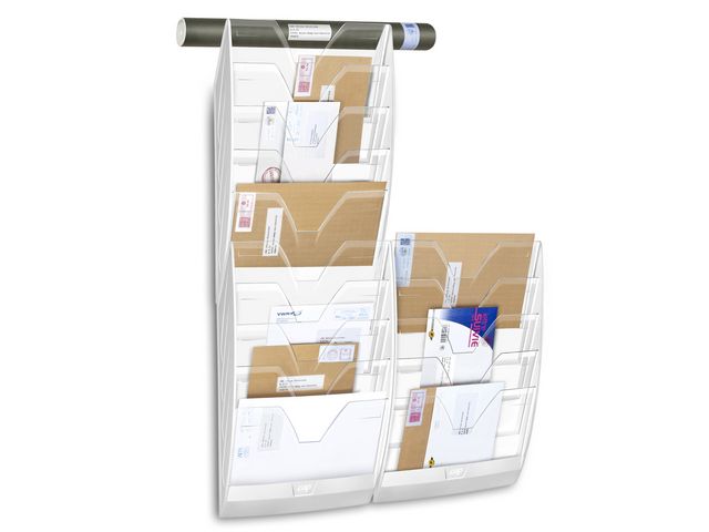 Prospekthalter Retion/Mailroom, 5 Fächer A4, 350 x 120 x 580 mm, weiß/farblos, transparent