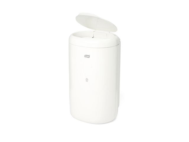 Hygienebehälter Elevation, Kunststoff, Klappdeckel, 5 l, 190 x 160 x 338 mm, weiß