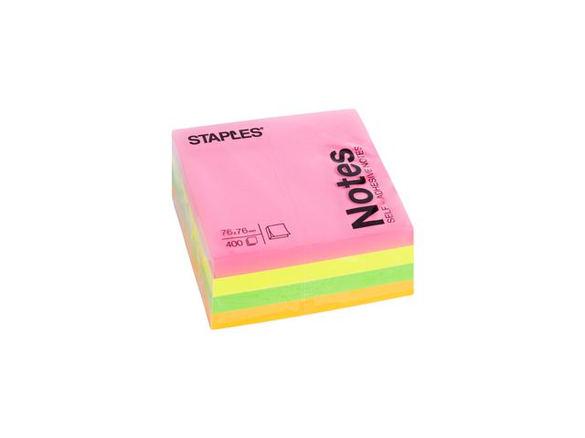 Haftnotizwürfel stickies™, neon, 76 x 76 mm, 4farbig sortiert, 400 Blatt