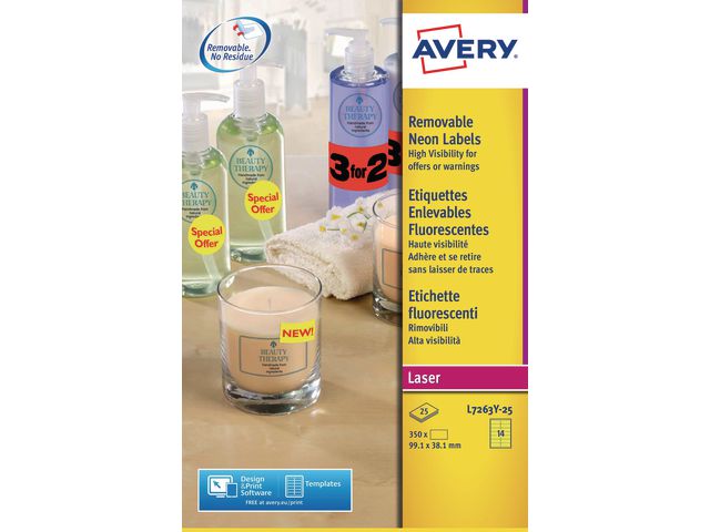 Avery High Visibility Labels - Etiketten - 350 Etikett(en) - 99.1 x 38.1 mm