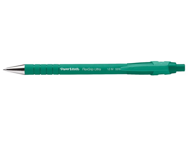 FlexGrip Ultra, Druckkugelschreiber, Mittelstarke Spitze, Grüner Schaft mit Griff, Grüne Tinte