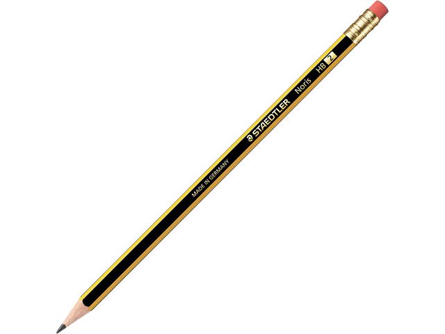 Bleistift Noris®, sechseckig, mit Radiergummi, HB, Schaftfarbe: schwarz/gelb