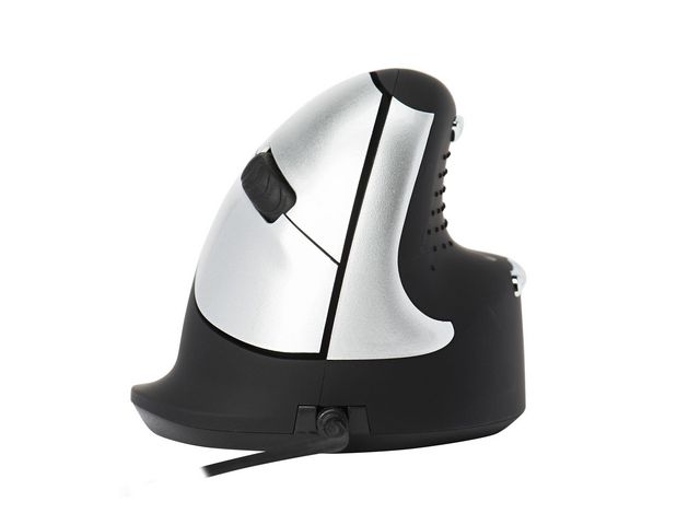 R-Go HE Mouse Ergonomische Maus, Mittel (165-195mm), rechtshändig, drahtgebundenen - Maus - USB - Schwarz/Silber