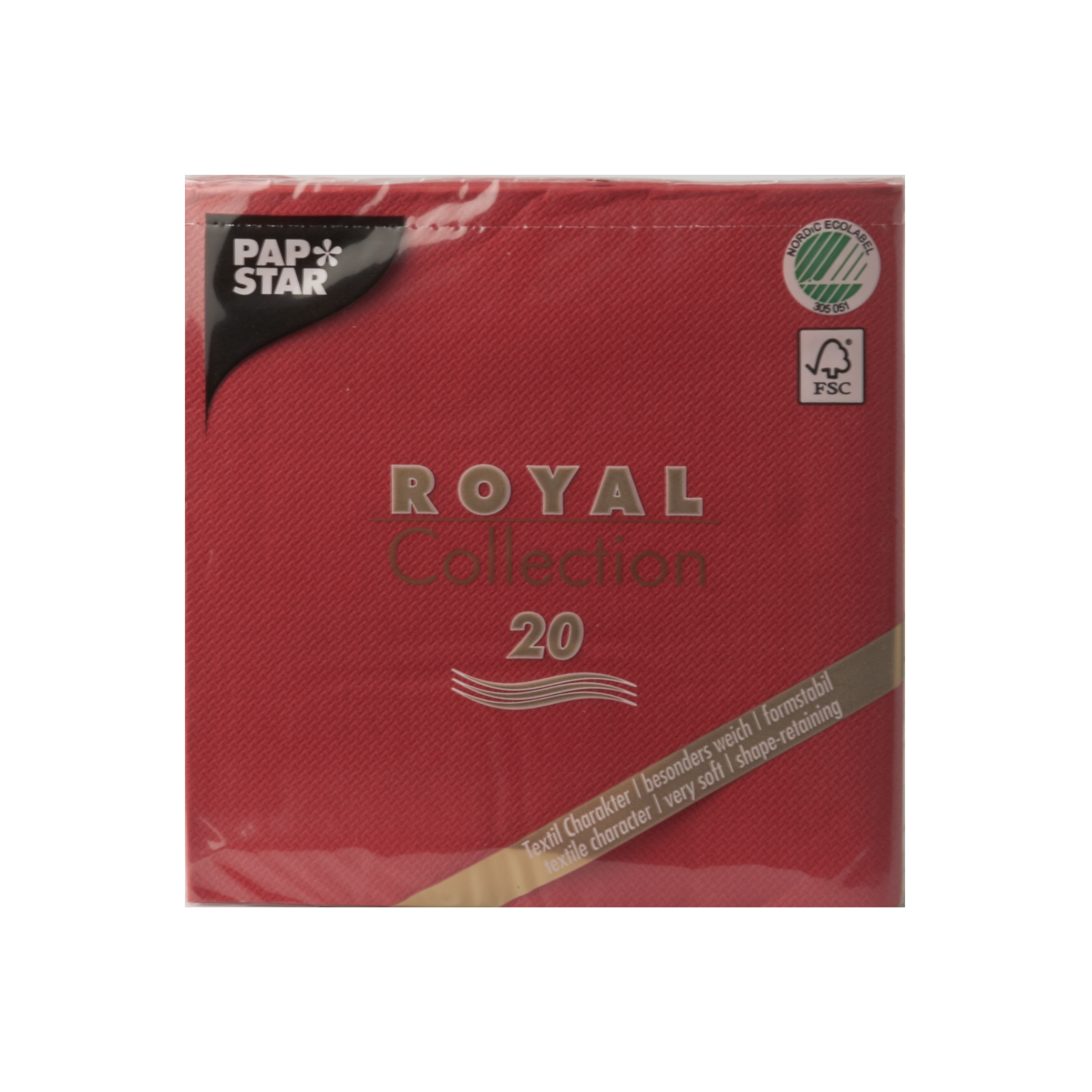 Servetten "ROYAL Collection" 1/4 vouw 33 cm x 33 cm rood