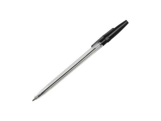 Kugelschreiber, Einweg, mit Kappe, M, Schaftfarbe: farblos, transparent, Schreibfarbe: schwarz