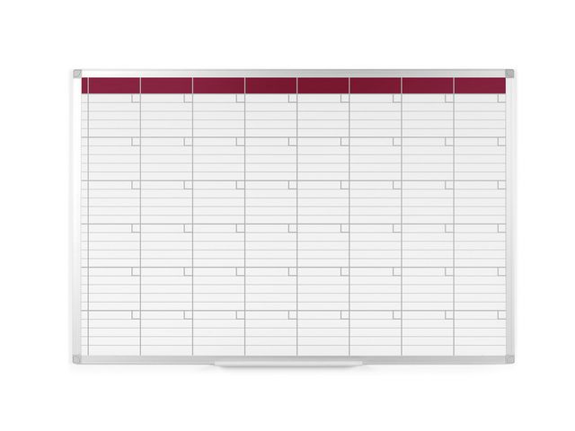 Planungstafel mit Monatsansicht, trocken abwischbare magnetische Oberfläche, 91 x 68,7 cm, Weiß