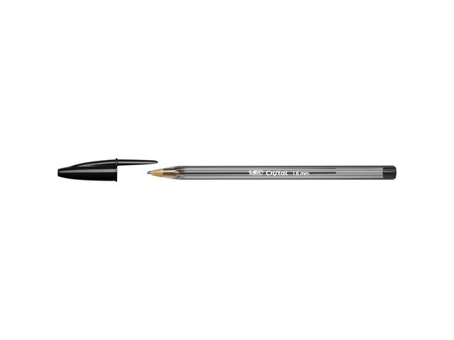 Kugelschreiber, Cristal®, 0,6 mm, Schaftfarbe: grau, transparent, Schreibfarbe: schwarz
