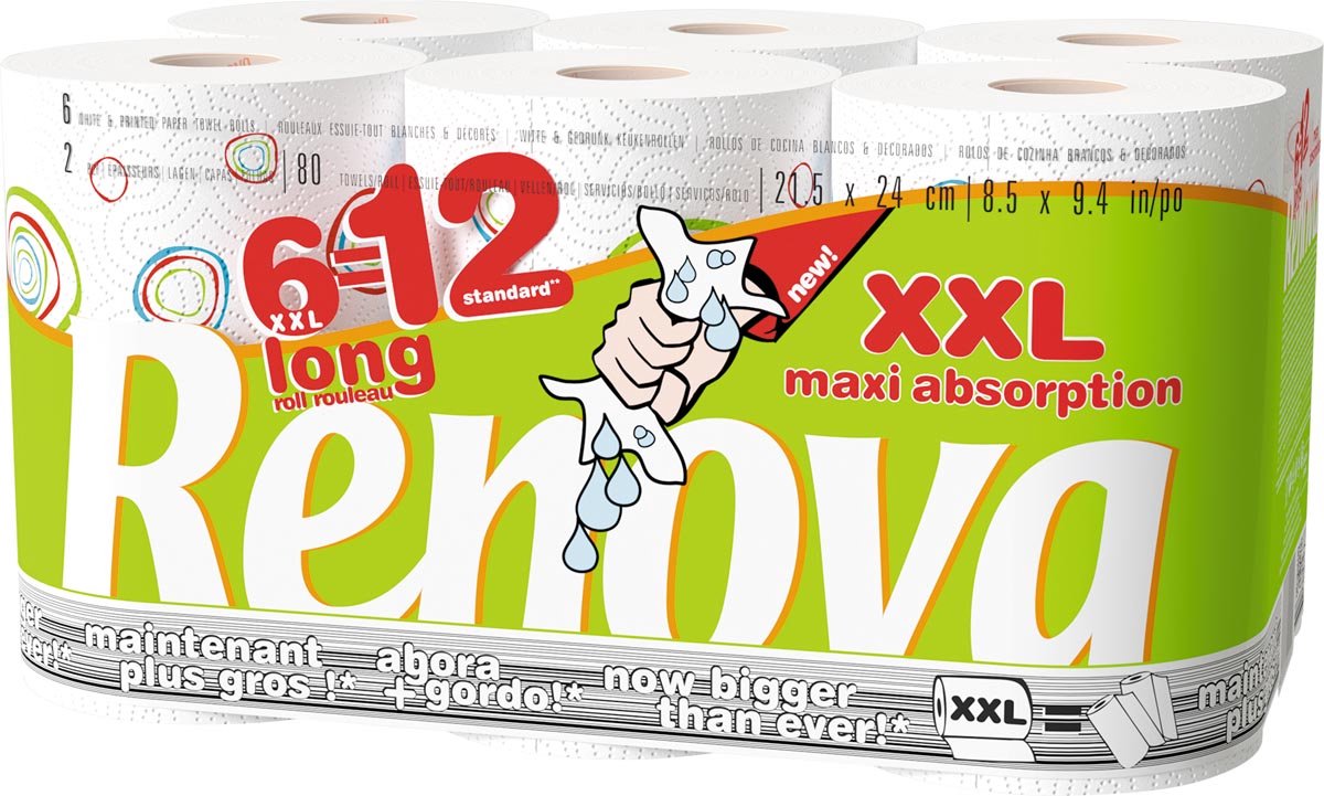 XXL Küchenrolle Maxi Absorption, 2-lagig, 80 Blatt, Weiß