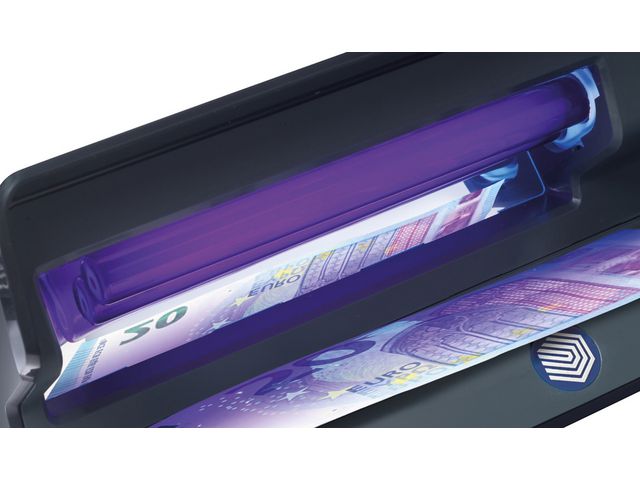 50 UV-Geldscheinprüfer; schlankes Design; sofortige Ergebnisse; 7 W UV-Lampe; Schwarz