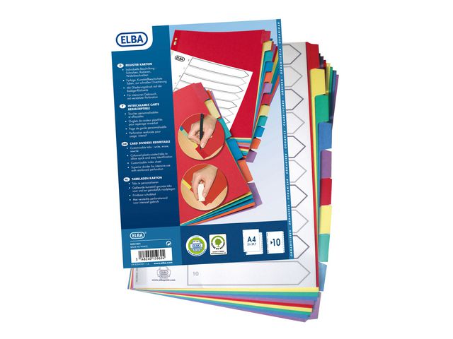 Blanko-Trennblätter aus Karton, 10 Blatt, A4, Verschiedene Farben