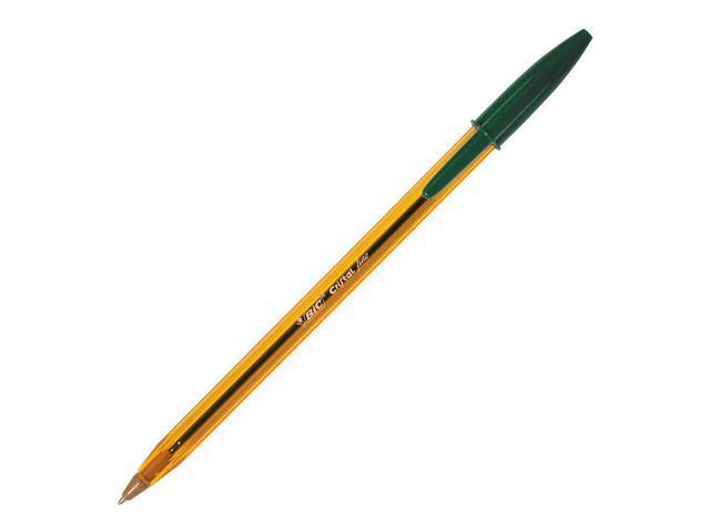 Kugelschreiber, Cristal®, 0,35 mm, Schaftfarbe: orange, transparent, Schreibfarbe: grün
