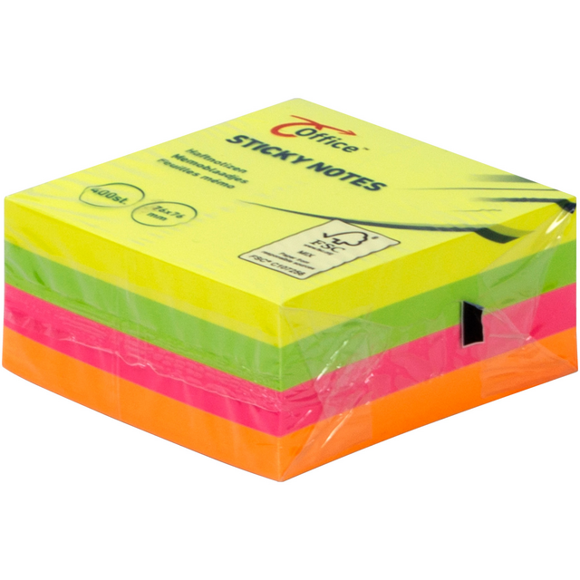 Haftnotiz stickies™, 76 x 76 mm, 4-farbig neon