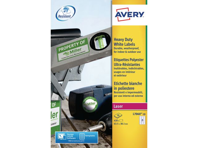 Avery Heavy Duty Laser Labels - Etiketten - 420 Etikett(en)