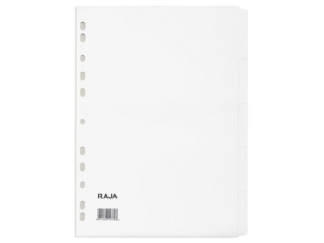 Register, Karton, 170 g/m², blanko, A4, volle Höhe, 5 Blatt, weiß