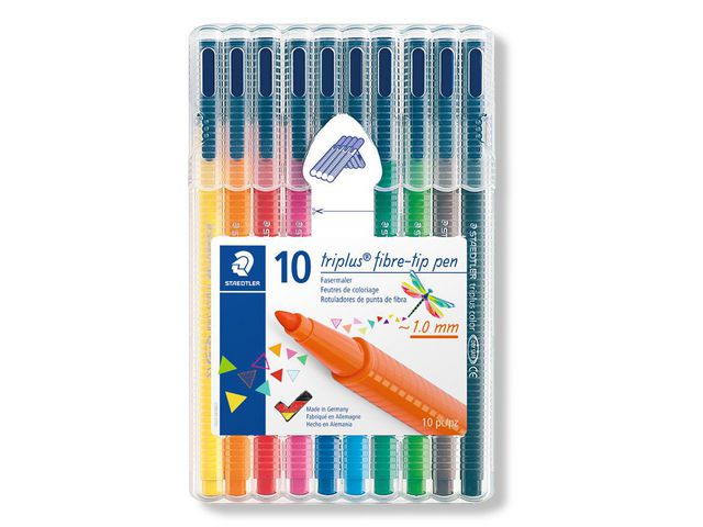 Faserschreiber triplus® color, mit Kappe, 1 mm, Schreibfarbe: 10er sortiert