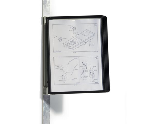 Sichttafelwandhalter VARIO® MAGNET WALL 5, für: 5 Sichttafeln, A4, farblos/schwarzer Rahmen, gefüllt, grau