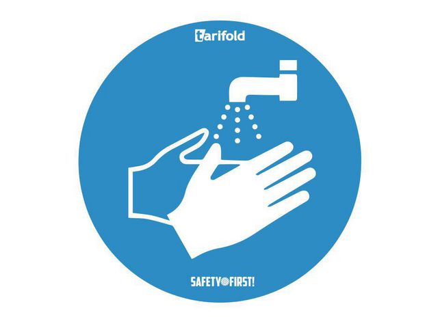 Türaufkleber Händewaschen Pflicht, Vinyl, Durchmesser 250 mm, Blau und Weiß