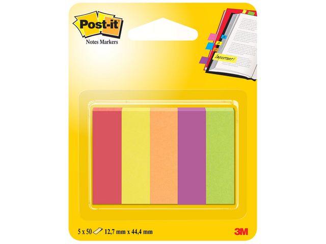 Haftnotiz Page Marker, 12,7 x 44,4 mm, 5farbig sortiert, 50 Blatt