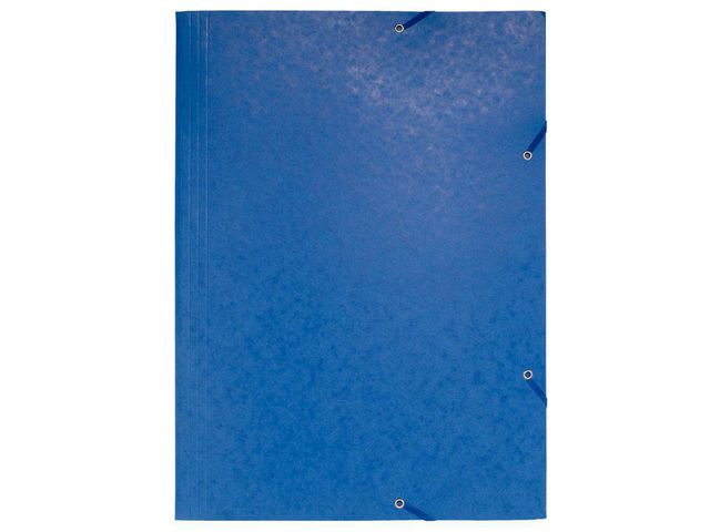 Einschlagmappe, Manilakarton, 600 g/m², Eckspanngummi, 3 Klappen, A3, blau