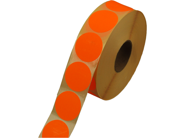 Etiket Rond 35 mm Neon Oranje