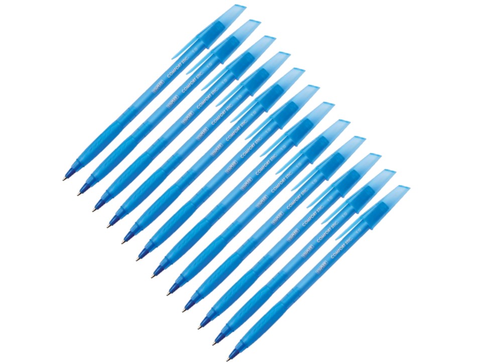 Comfort Stic™ Grip-Kugelschreiber, Mittlere 1-mm-Spitze, Durchscheinender Schaft, Blaue Tinte