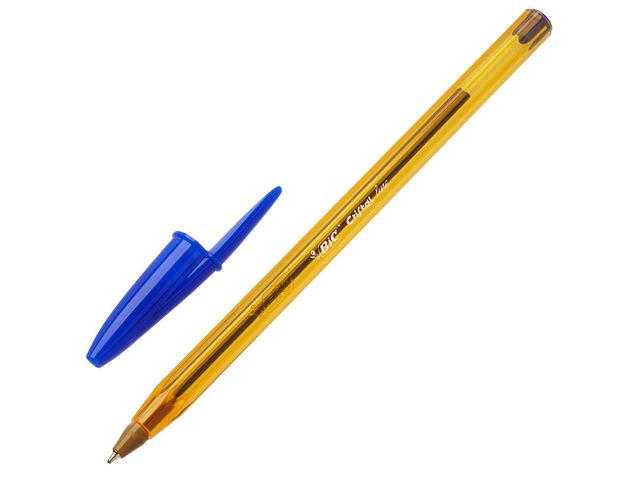 Kugelschreiber, Cristal®, 0,35 mm, Schaftfarbe: orange, transparent, Schreibfarbe: blau