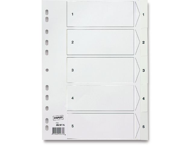 Vorbedruckte Trennblätter aus Polypropylen, 5 Blatt, A4, Weiß