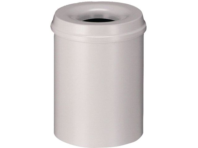 Runder Papierkorb mit schwer entflammbarem Deckel, Durchmesser 25,5 x 36 cm, 15 Liter, Grau