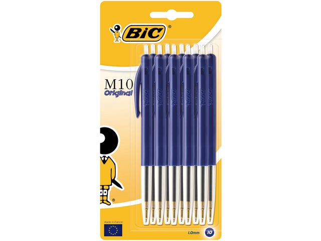 M10 Clic, Druckkugelschreiber, Mittelstarke Spitze, Blauer Kunststoffschaft, Blaue Tinte