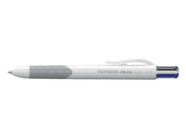 Mehrfarbkugelschreiber InkJoy™ Quatro RT, Einweg, Druckmechanik, M, Schaftfarbe: weiß, Schreibfarbe: schwarz/rot/blau/grün