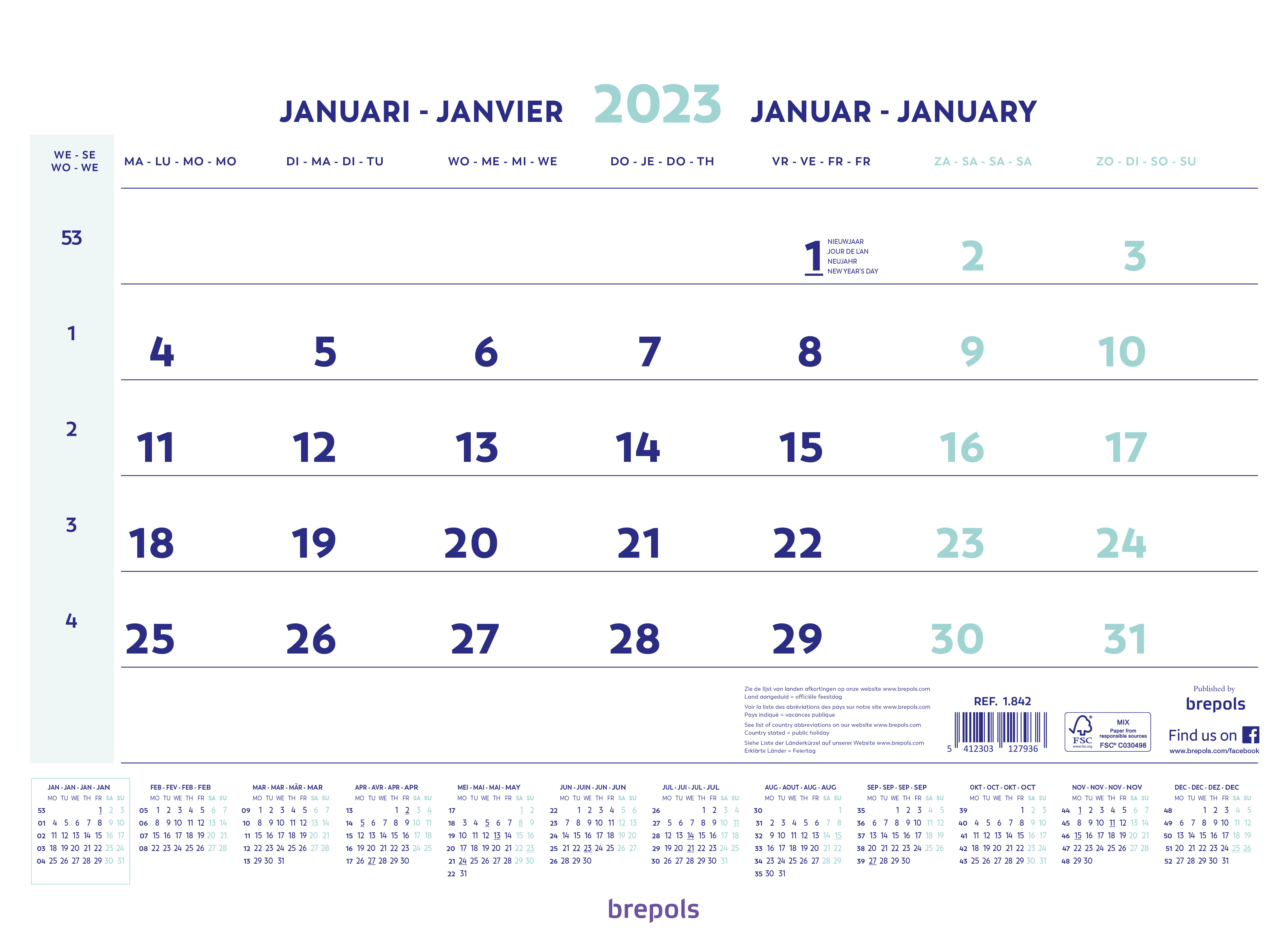 Monatsplaner / Kalender, 315 x 430 mm